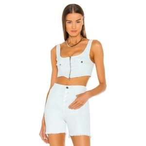 NWT WeWoreWhat Denim Cropped Corset Top